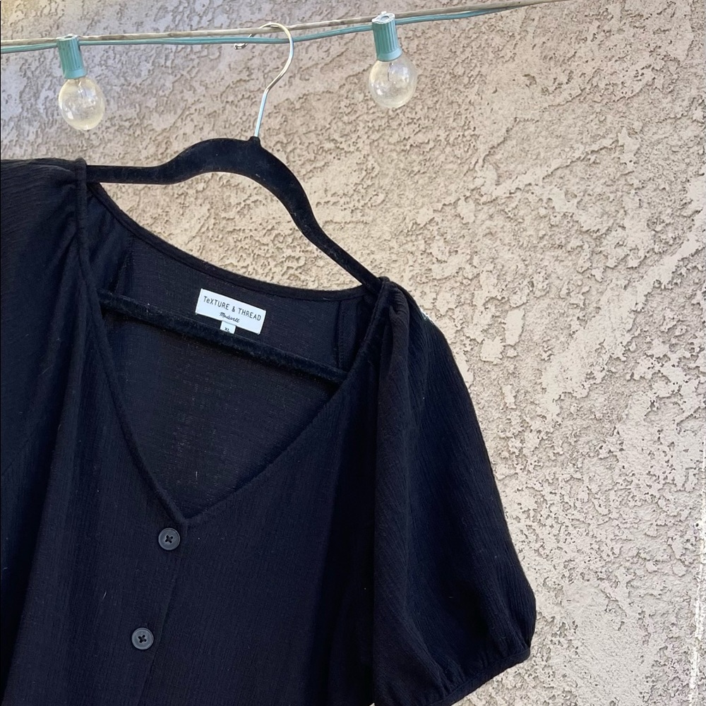 Madewell Black Mini Dress with Button Front